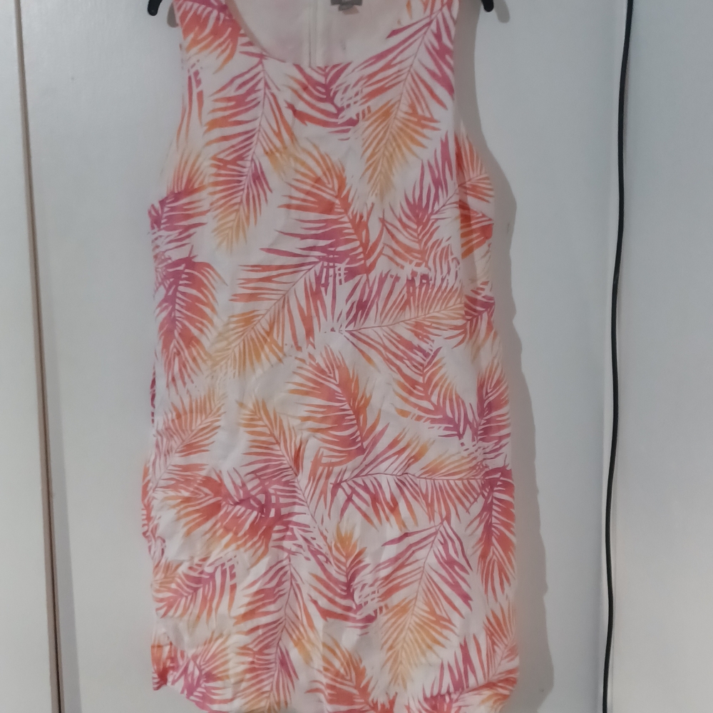 J. Jill Pink and Orange Leaf Print Tank Top